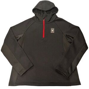 Spyder‎ Polar Pullover Sweatshirt Mens Size L Hooded 1/4 Zip Waffle Knit Pockets